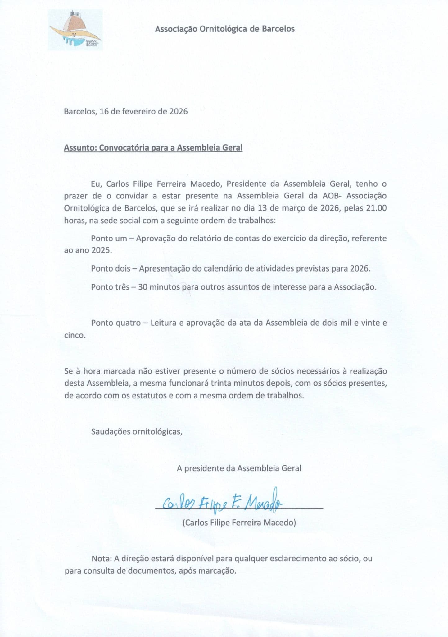 Convocatoria - Assembleia Geral 2026